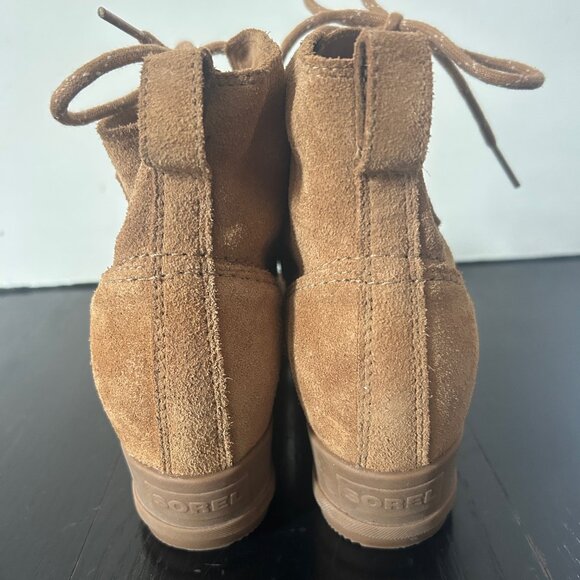 Sorel Evie Wedge Lace-up Suede Waterproof Bootie in Tan - Size 10 - Picture 5 of 6